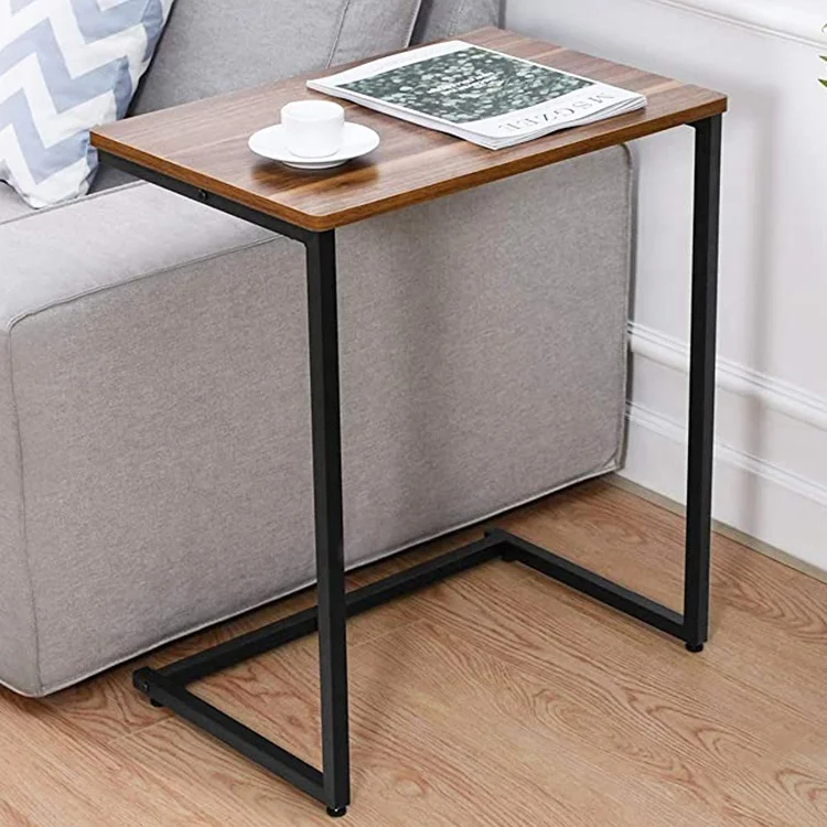 Modern Multi-Functional Furniture Small Computer Table Living Room Sofa Side Table Steel Wood C Shape Coffee Table Design