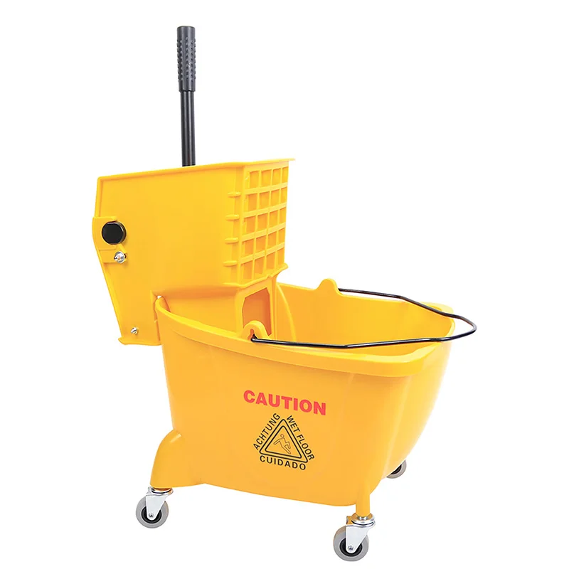 Plastic cleaning squeeze mop bucket with wringer for flat mop bucket for floor cleaning