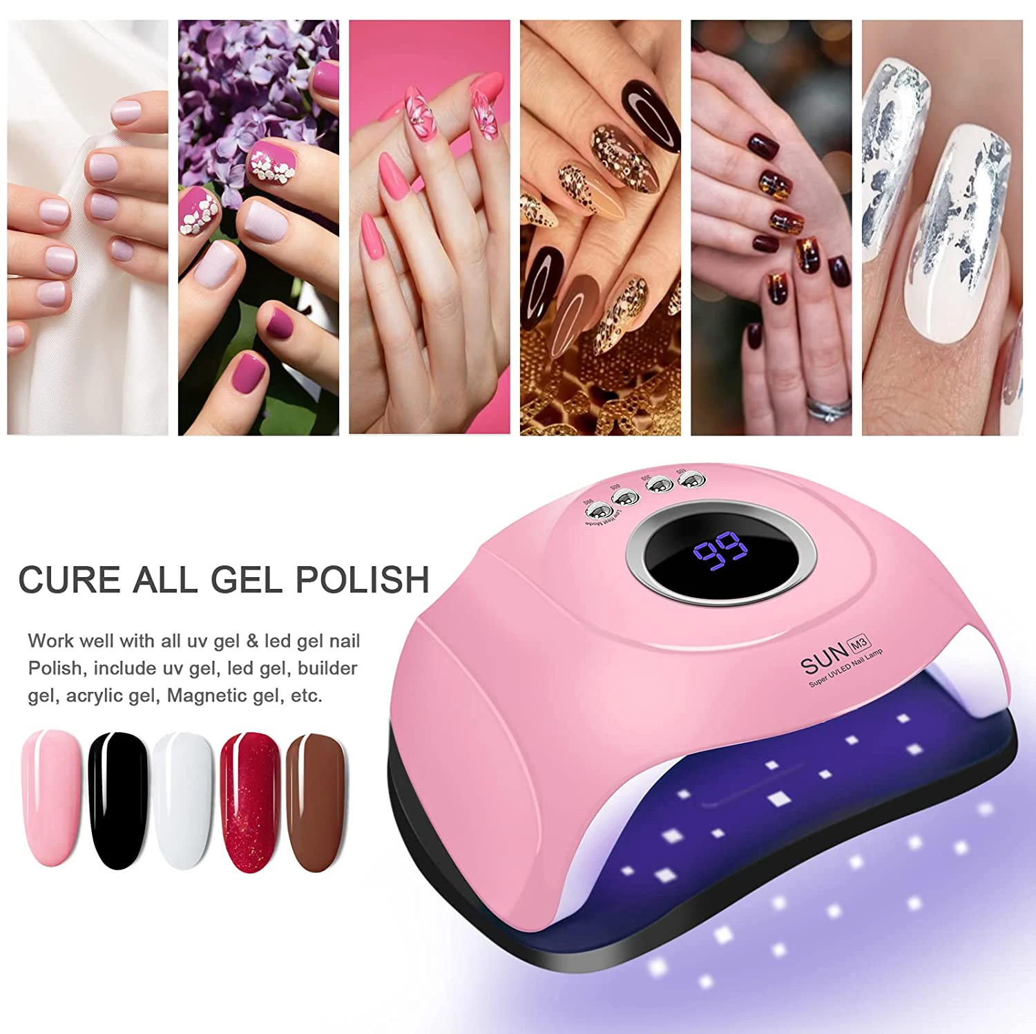 New Arrival PINK High Power Nail Dryer Removable Base UV LED Nail Lamp For Nail Gel