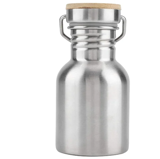 Hot sale customized branded logo sport drink bottle  single wall stainless steel water bottle with bamboo lid