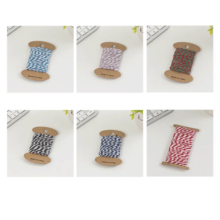 Cotton Recycle Rope Baker Twine Twisted Double Color Natural Rope 10m Per Card For Diy