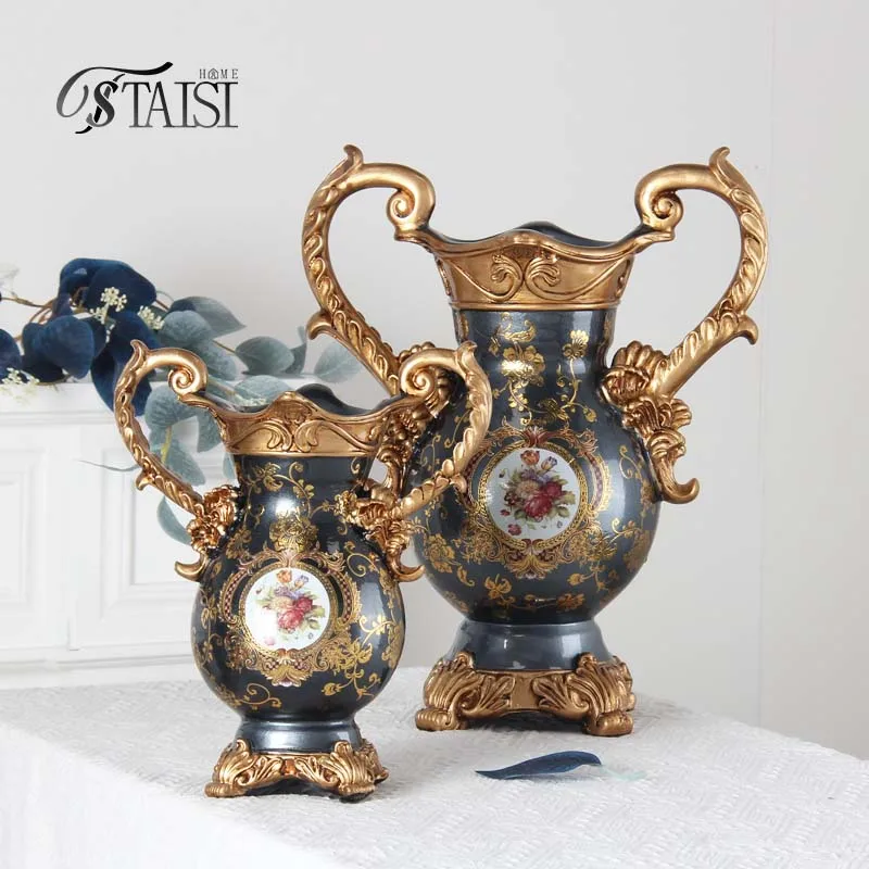 RS051 Arabic resin luxury vase French Antique Vase trophy type amphoras resin ornaments
