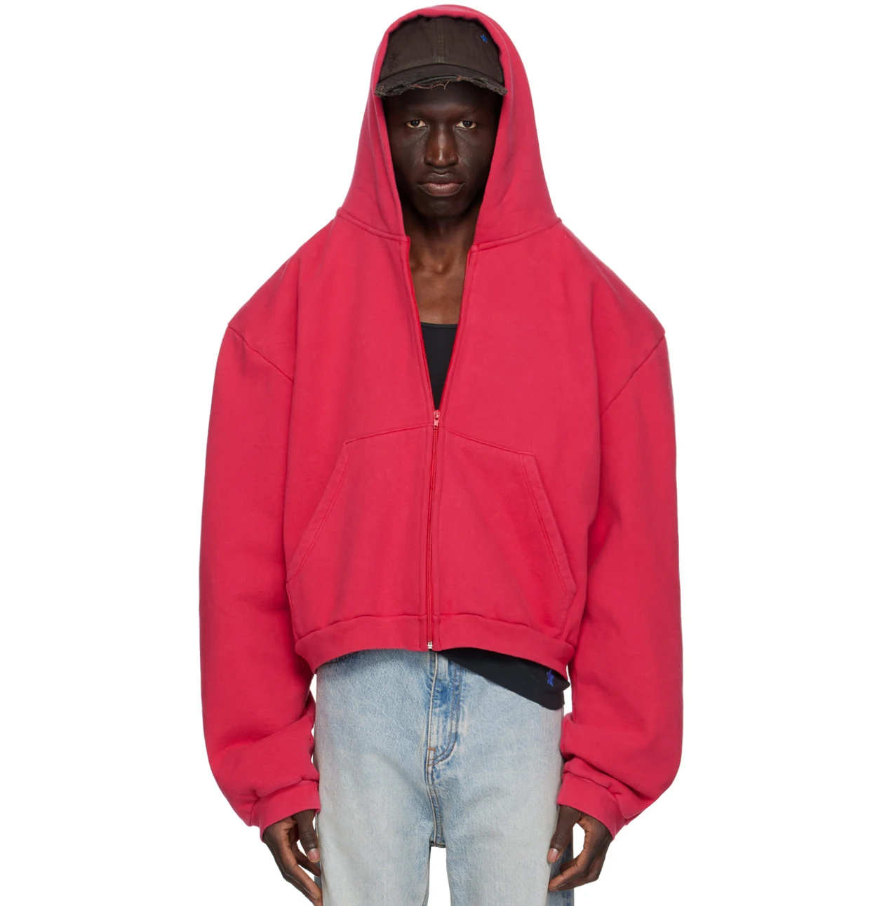 Custom Blank Oversized Pullover 100% Premium Cotton Fleece Blank 500 GSM Pad Cropped Zip Up Heavyweight Hoodie Men Manufacturer