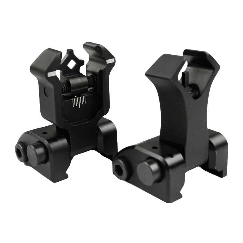 AR 15 Tactical Flip up Front Rear Sights Set Iron Diamond Apertures Dual Windage Adjustment Picatinny Iron Sights