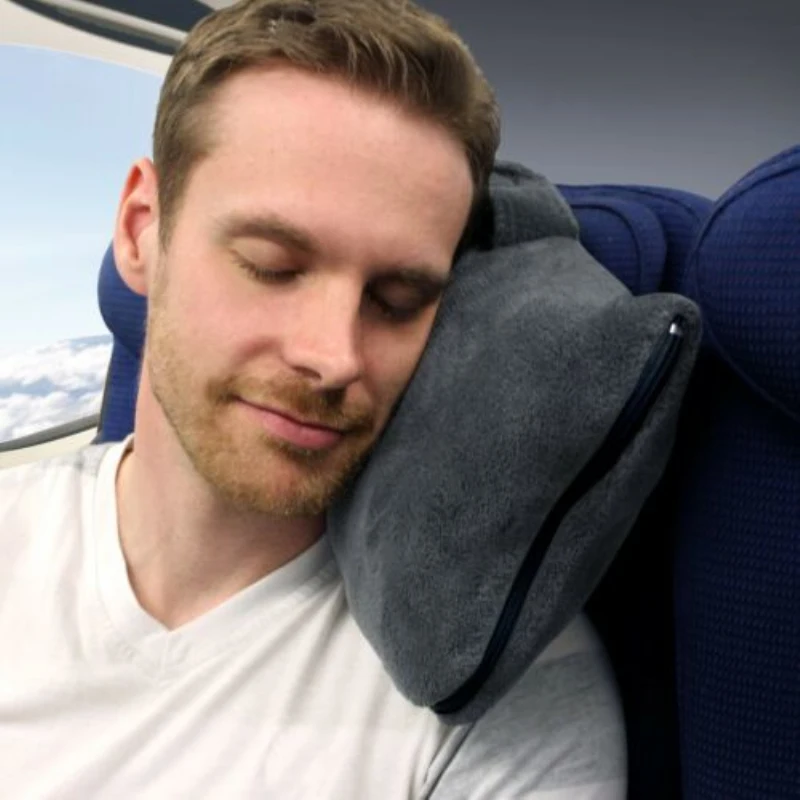 CVS BSCI All Season Lightweight Warm Fuzzy 4 in 1 potable folding Flannel Fleece Airplane Travel Pillow and Blanket In Pouch