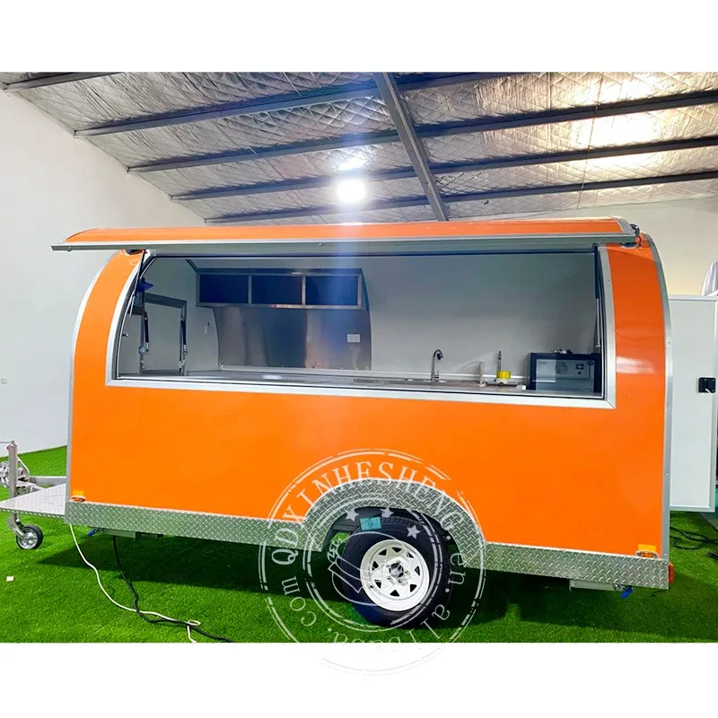 2.5m coffee cart Concession cart Eating carts FRP Orange trailer Vend trailer