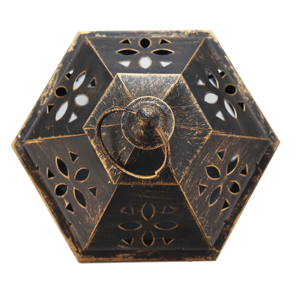 
Hotselling home decoration hexagon moroccan metal candle lantern 