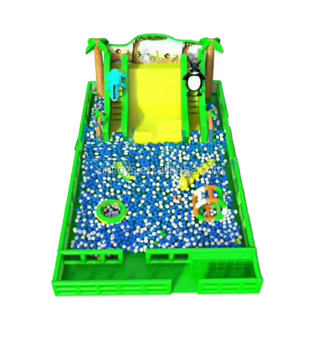 Amusement children plastic balls inflatable funland, inflatable slide with ball pit pool