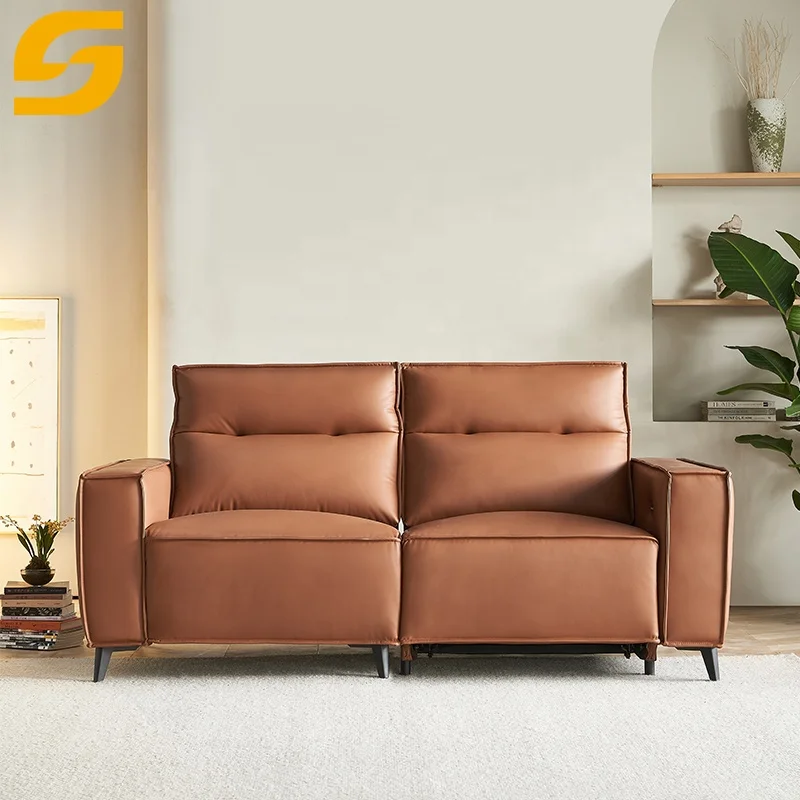 Wholesale Genuine Leather Electric Recliner Reclining Classic Smart Double Sofa Set For Home Furniture Living Room Villa Hotel