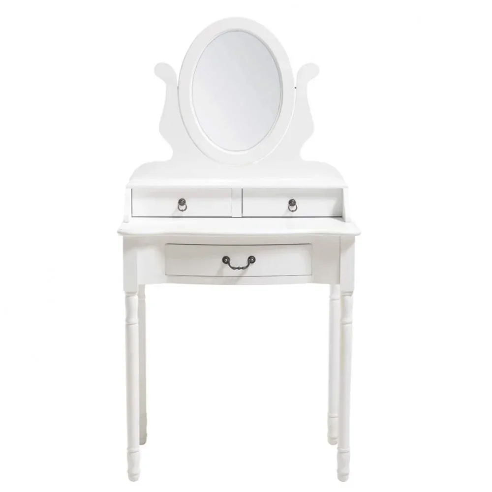 Classic White 3 Drawers Dressing Table,Vanity Desk for Bedroom,70x40x136cm
