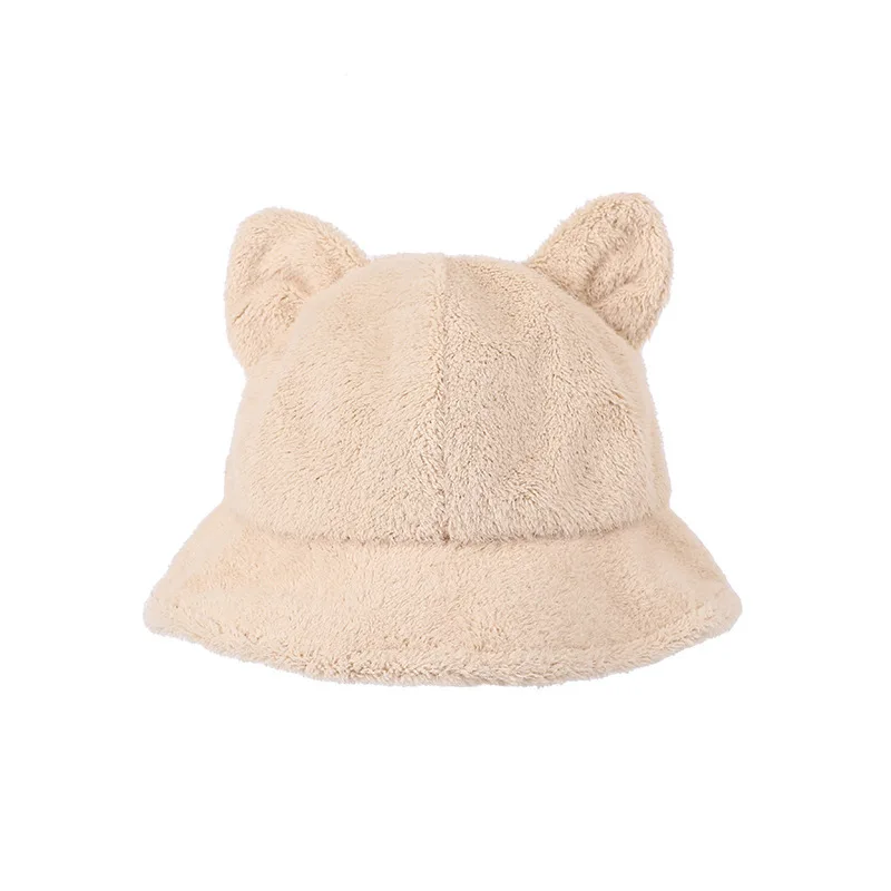 Ведро с медведем женская теплая Милая зимняя Пушистая Шапка ушками медведя милая шляпа-ведро
