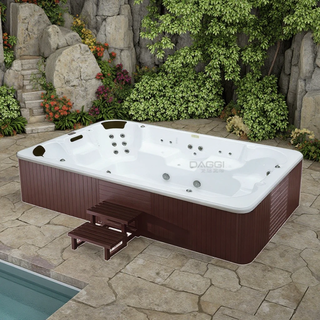 Contemporary Design 3 M Outdoor Heated Swimming Pool with Acrylic Jacuzzi for Hotels and Villas Surfing Spa
