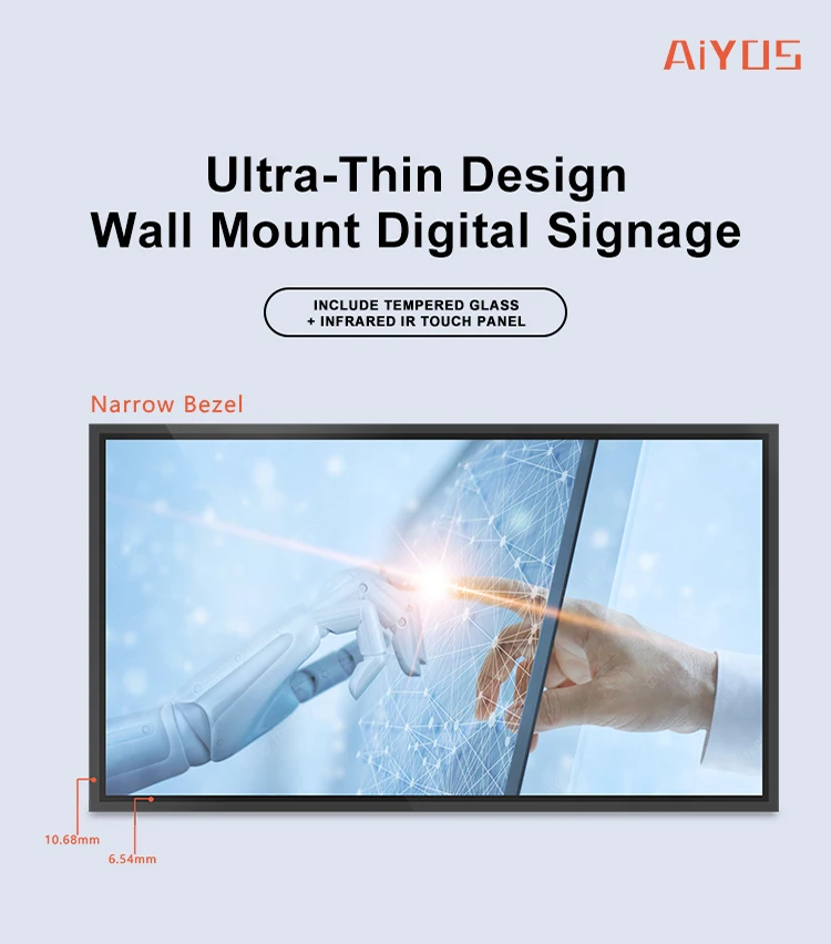 32' 43' Wall Mount Digital Signage Smart Menu Display Hanging Lcd Screen