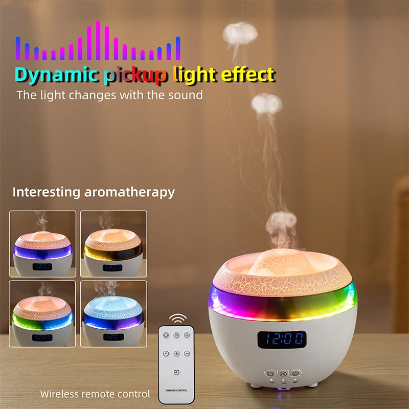 New Trend High Quality Desktop Air Humidifier with clock  Dynamic lighting Aroma Essential Oil Diffuser For Home