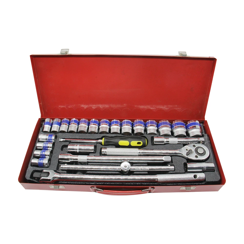 26 Pcs 1/2 Inch High Quality 24T 45T 72T Ratchet Wrench Socket Set Hand Tool Set Kit