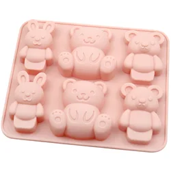 Saffron cute bunny bear Silicone Cake Molds silicon rabbit cake pan Homemade DIY muffin jello Baking Mold