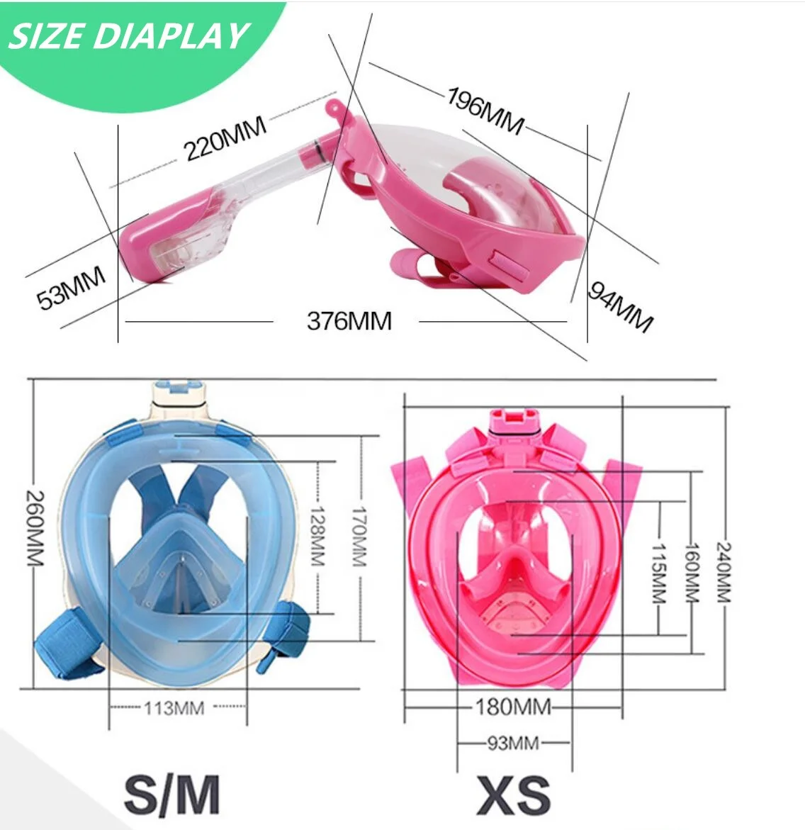 Детская Полнолицевая маска для плавания и дайвинга Противоударная водного спорта подводного сухая