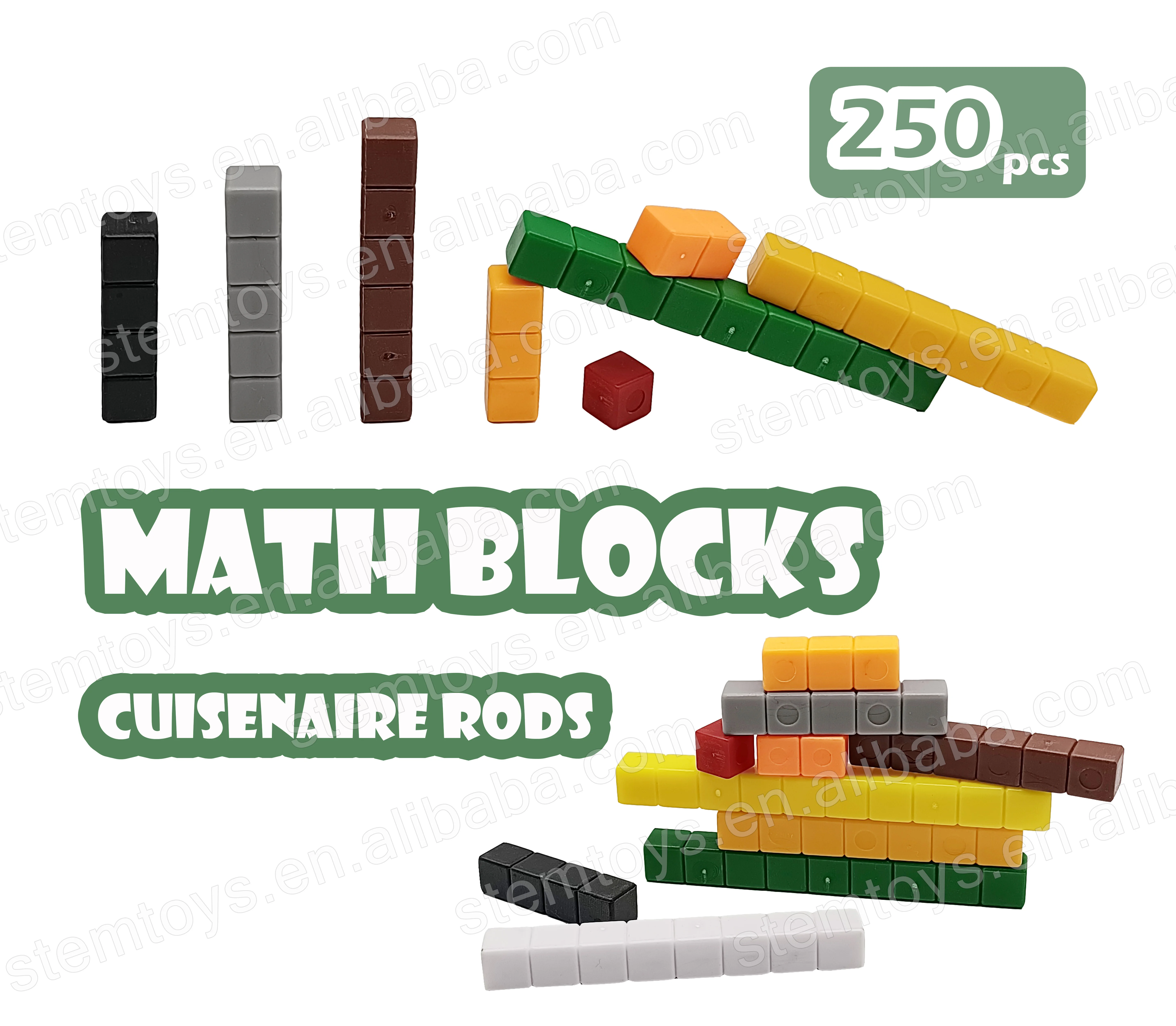 Educational school Math Blocks 250pcs Cuisenaire Rods stem toys superdry grow future thinking