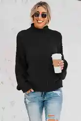 High Collar Fashion Warm Winter  Designed  Loose Sweater