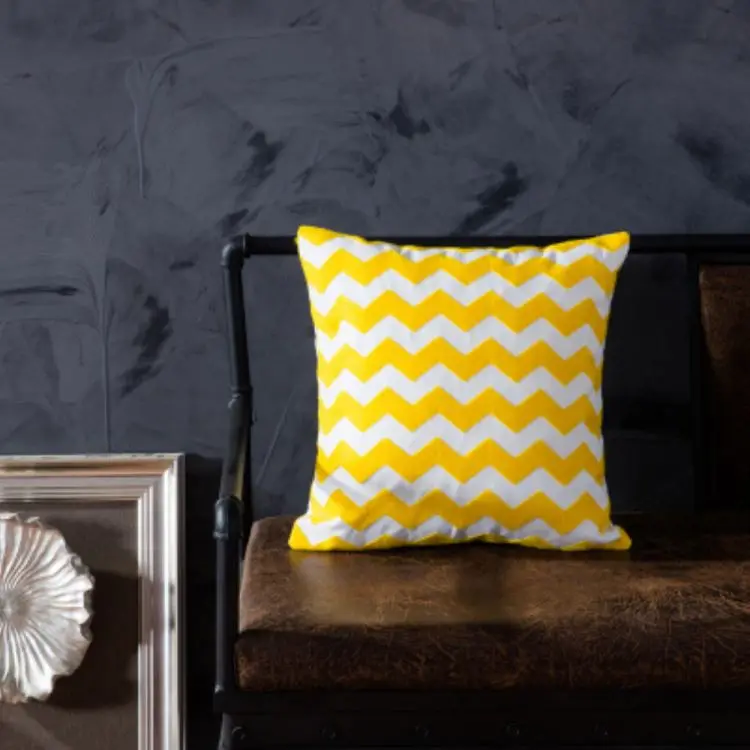 Geometric Pattern Decorative Embroidered Sofa Cotton Cushion Cover for Office Chair
