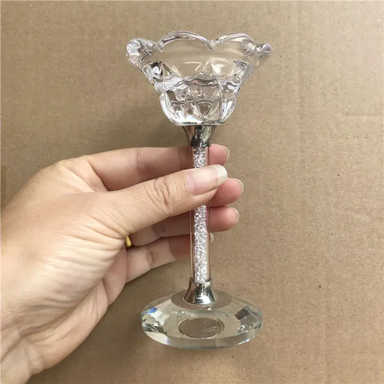 Factory Supply Wedding Or Party Home Table Decoration Crushed Diamond Crystal Glass Diamond Candle Holder