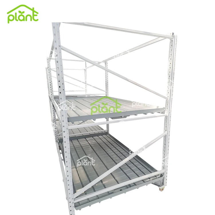 Greenhouse Vertical Grow Racks 2 Tier Rolling Bench for Plants