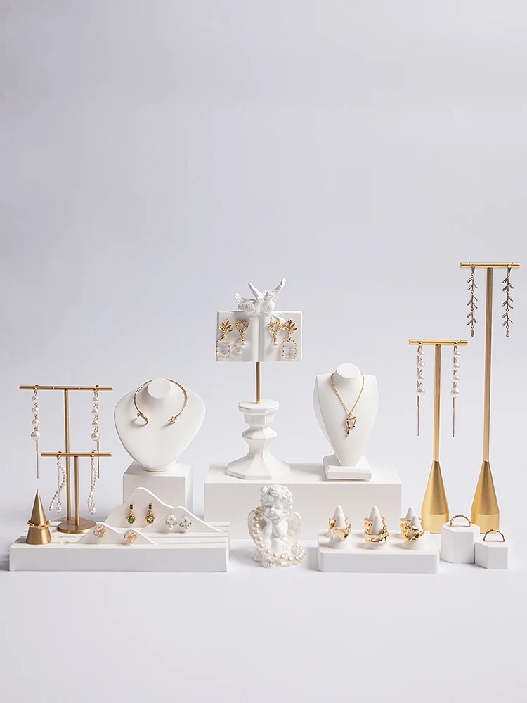Ornament display photo props shop plaster earring rack necklace ring tray jewelry rack