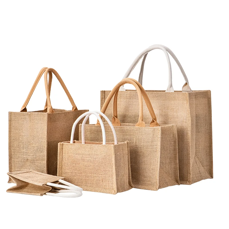 Сумка-тоут из джутовой ткани Хлопковая с принтом на заказ натуральная сумка мешковины