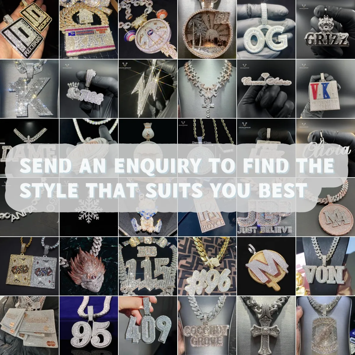 luxury brand jewelry Hip Hop mossanite Pendant With 925 Silver chain necklace VVS Moissanite Custom 3D Letter Pendant Character