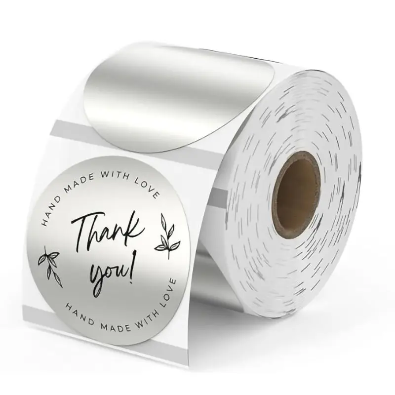 Custom Size Thermal Printer Printable Glitter Rainbow Color Holographic Silver Transfer Labels Sticker Direct Thermal Paper Roll