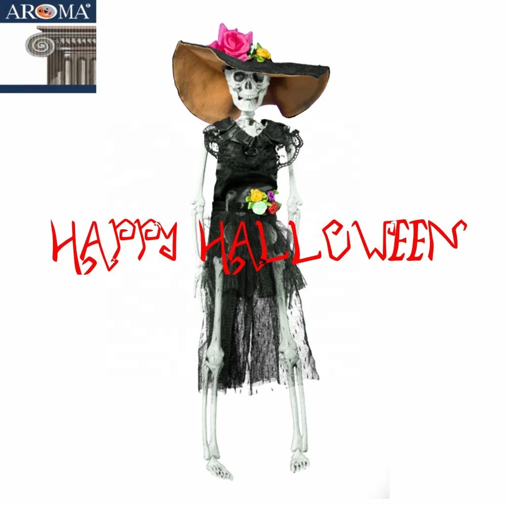 Halloween Death Day Decor Female Skeleton Ghost in Skirt Haunted House Party Hanging Plastic Props ARW17-2 MODEL