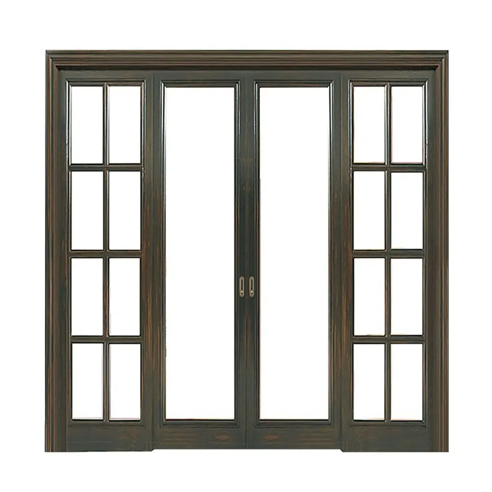 Hot sale modern design double sliding glass wood door for living room