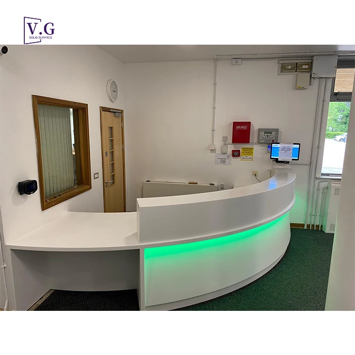 custom made solid surface modern office reception counter design for hotel reception desk for office building