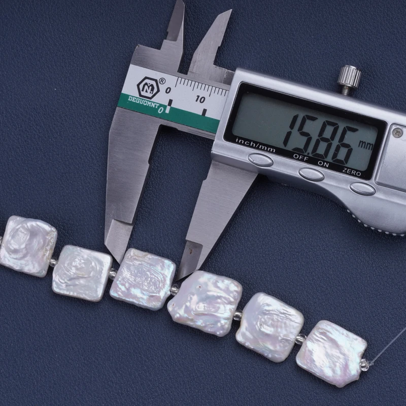 18cm 15x15mm A natural white color loose real fresh water baroque square pearl beads strand for jewelry making