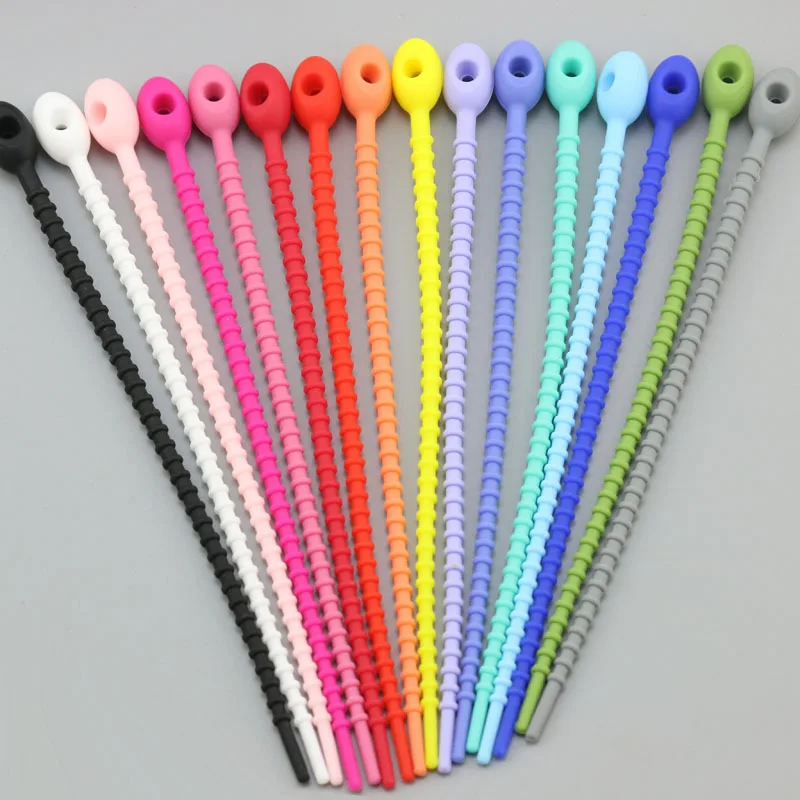 Multipurpose Small Gadget Elastic Silicone Cable Twist Ties Management Silicone Earphone Wire Strap Lanyard Organizers