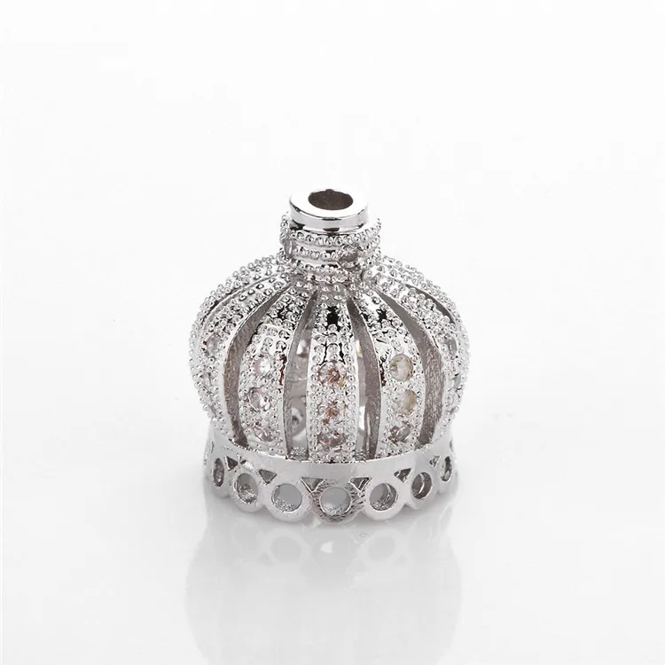 Rose Gose Tibet King Queen Crown Charms Jewelry Findings Crown Brass Micro Pave Cubic Zirconia Beads Platinum for Jewelry Making