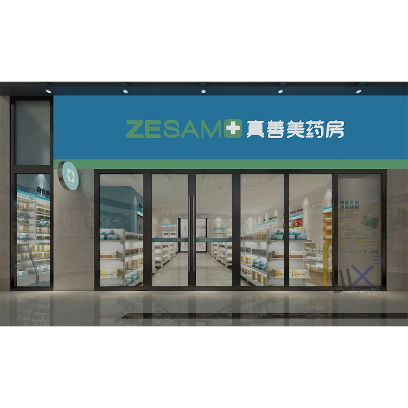 LUX Customized Pharmacie With Manufacture Furniture Shelves For Pharmacy Shop Interior Design Shop Furniture