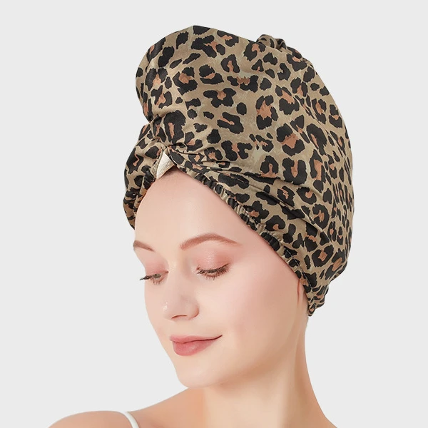 Luxury Two Layer Turban Dry Hair Hat Microfiber Shower Cap Beauty Silk Stain Double Side Microfiber Stain Hair Drying Towel Cap