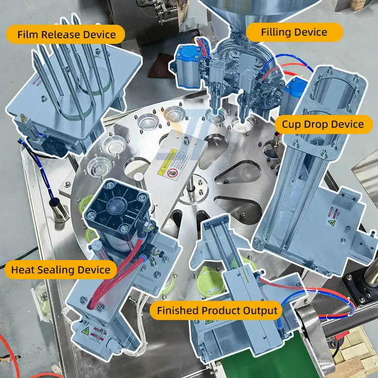 Автоматическая машина для наполнения и запечатывания чашек для чая с молоком для жидкого соуса
