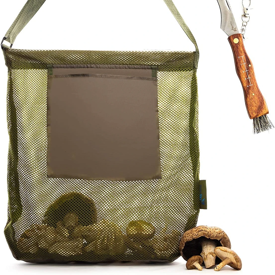 Hot Sale Outdoor Collapsible Fruit Gathering Basket Picking Pouch Mesh Mushroom Hunting Foraging Bag