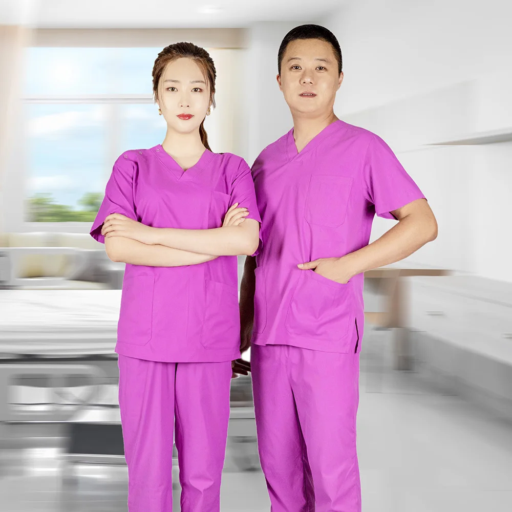 
Top Quality Hospital Uniforms Medical Scrubs for Women Scrub Sets Hospital Field 65 % Cotton and 35% Polyester for Unisex 1pcs 