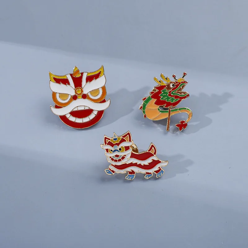 New Wholesale Dragon Dance Brooch In Chinese Style Original Lion Dance Badge Holiday Gift Versatile Accessories