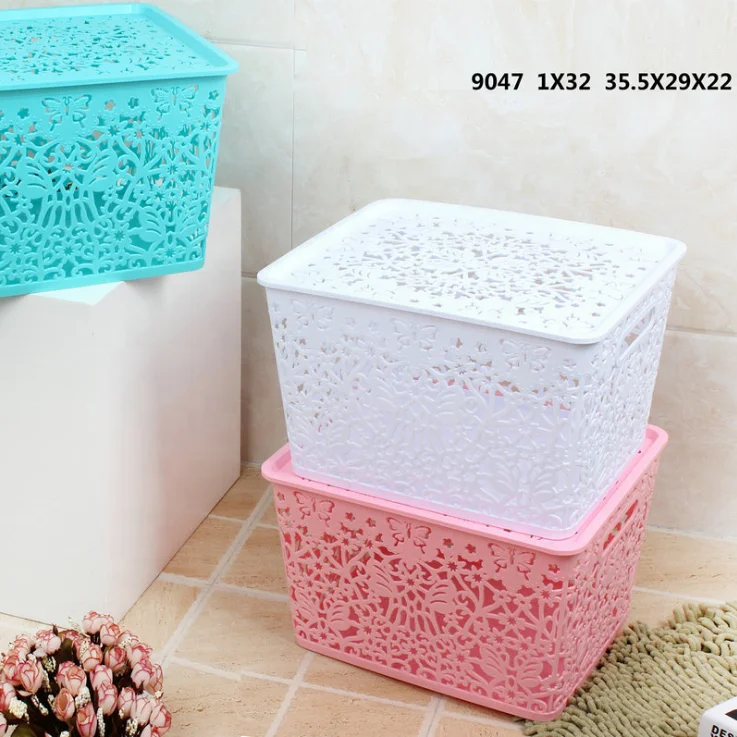 
High-Quality household laundry Rectangular storage Plastic Basket With handle 