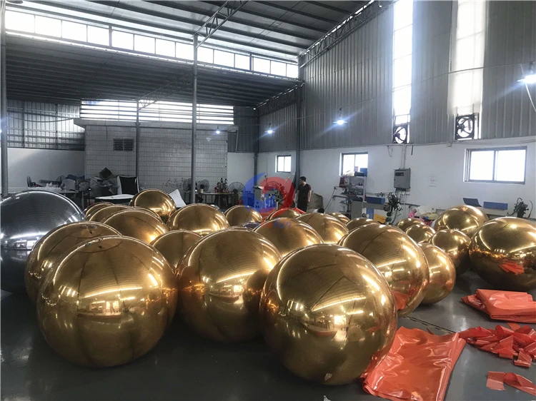 highly reflective supersized hot sale PVC inflatable metallic sealed gold/silver mirror ball sphere for X mas decoration