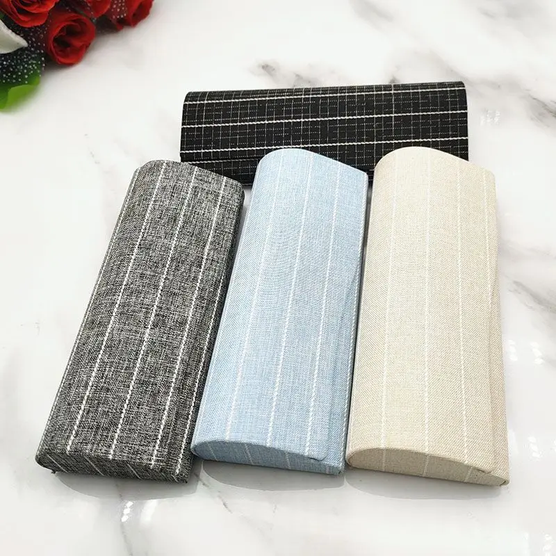 New Fashion 16.5*6.5*3.5cm Striped Leather Sunglasses Case Custom Logo Eyeglass Hard Case For Glasses