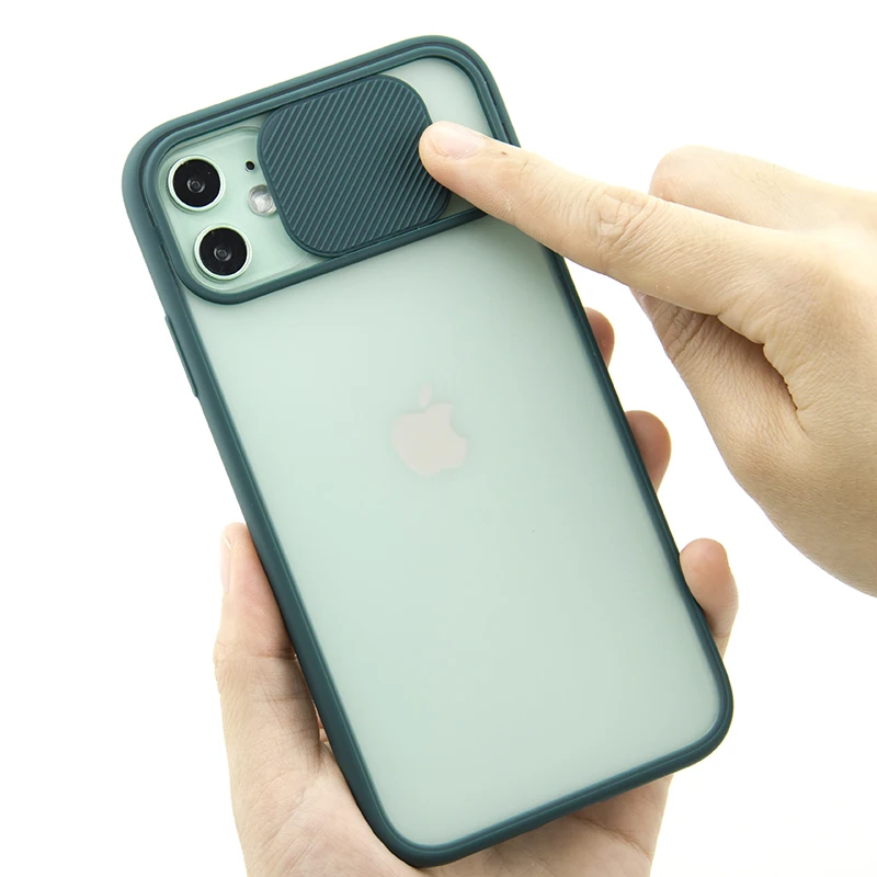 Slide Camera Lens Protection Shockproof Phone Case For iPhone 13 12 11 Pro Max XR XS Max 7 8 Plus X SE 2020 TPU Matte Back Cover