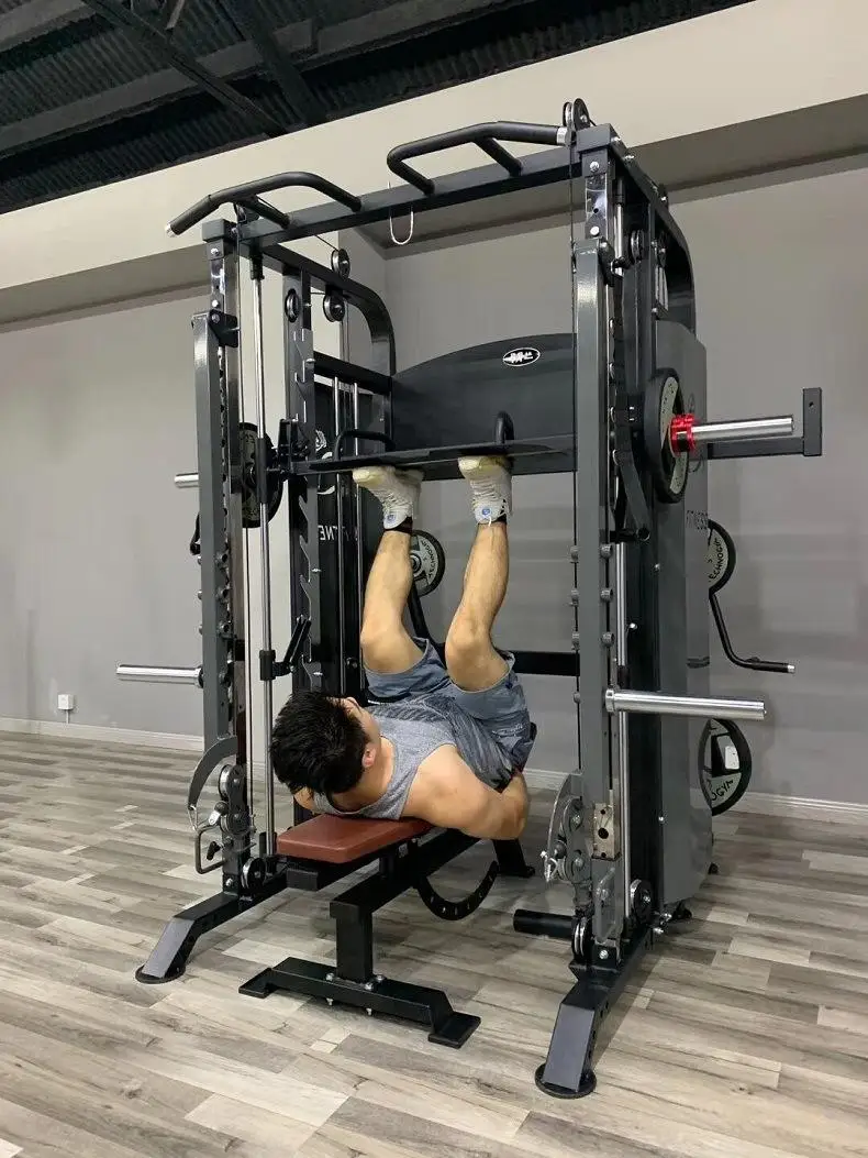 Factory Price Cable Crossover Multi Function Power Cage Squat Rack Weight Lifting Training Gym Smith Machine power rack