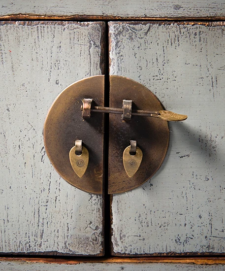 Antique bedroom grey painted wooden distressed bedside drawer cabinet