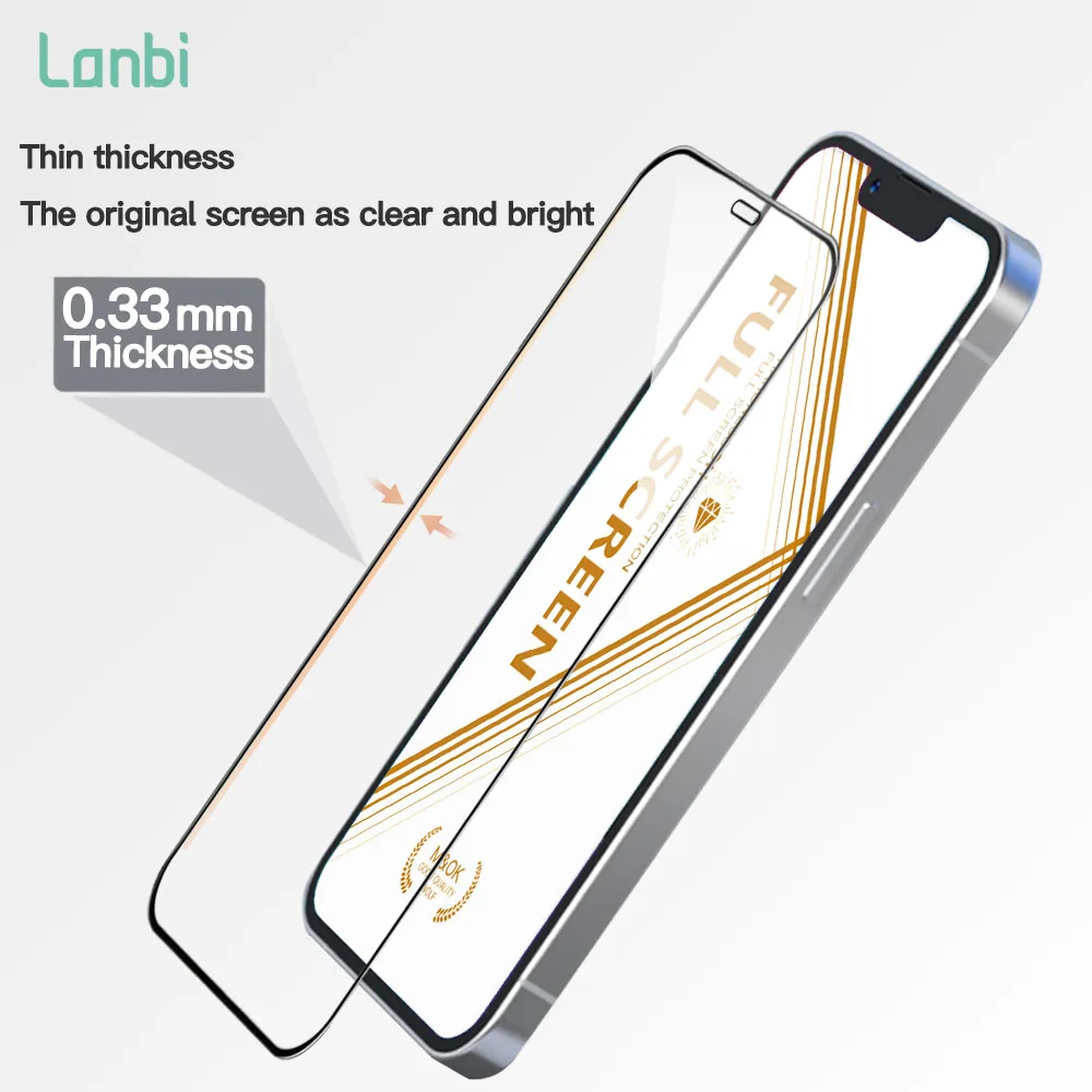 Wolf King Full Cover 2.5D 0.33mm HD Clear Tempered Glass Screen Protectors For iPhone 14 13 12 11 Mini Pro Max For Samsung