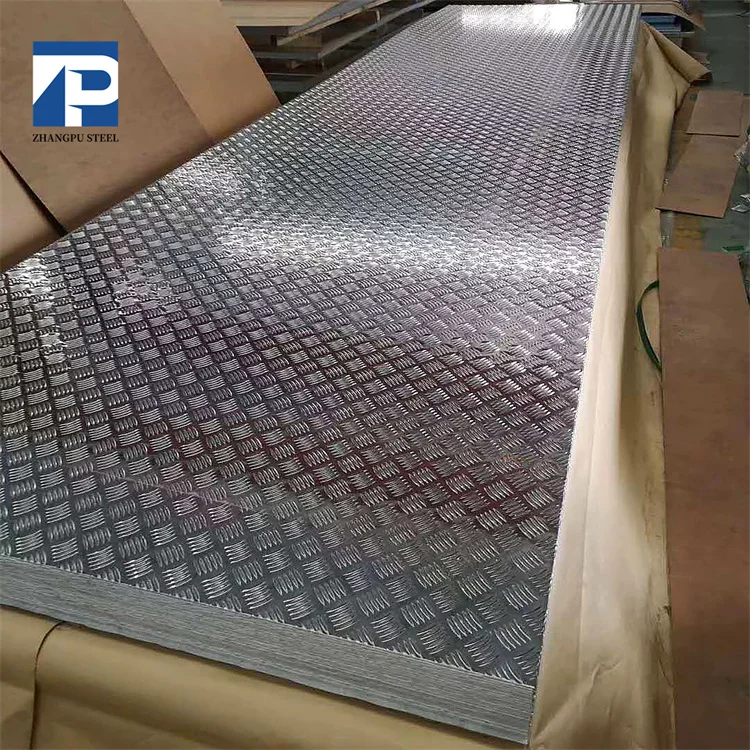 1050H24 1100 3A21 3005 5083H112 5A03 Embossed 5 Bar Ribbed antiskid Checkered Aluminum Sheet